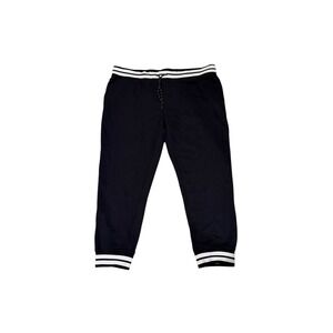 NWT EDGAR + ASH Womens Black Joggers Athletic Striped Waistband Drawstring 2XL